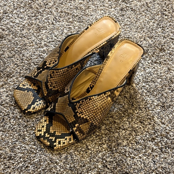 H&M Shoes - H&M Snake Print Mules in Brown and Black